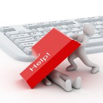 keyboard and two persons on white background